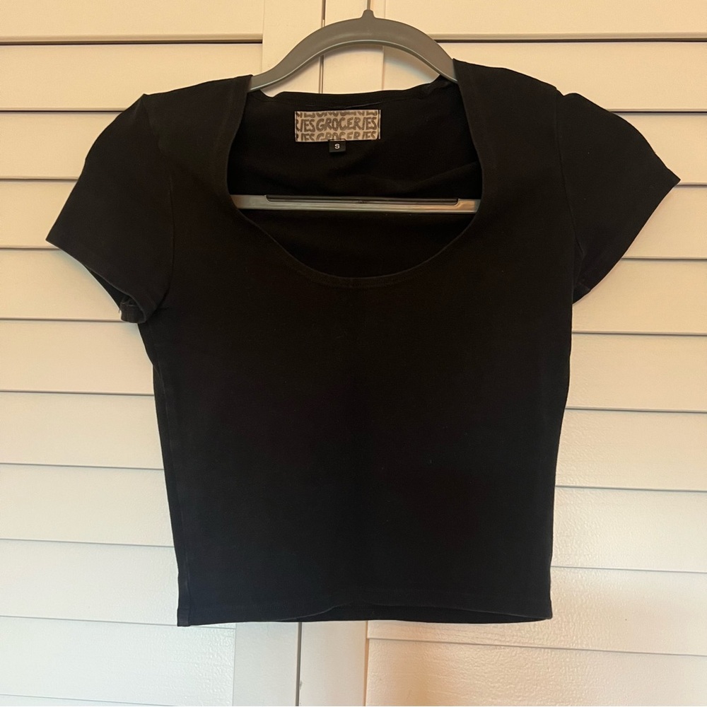 groceries apparel - Black Short Sleeve Crop Top